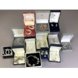 Collection of boxed modern 925 silver jewellery including a Pandora charm bracelet, approx 13 sets