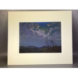SYDNEY JAMES JESSETT (1885 -1961), mixed media, 'Midnight over the Moors', c1950, approx 34cm x