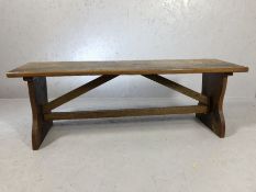 Vintage plank top wooden bench, approx 123cm in length x 42cm tall