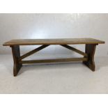 Vintage plank top wooden bench, approx 123cm in length x 42cm tall