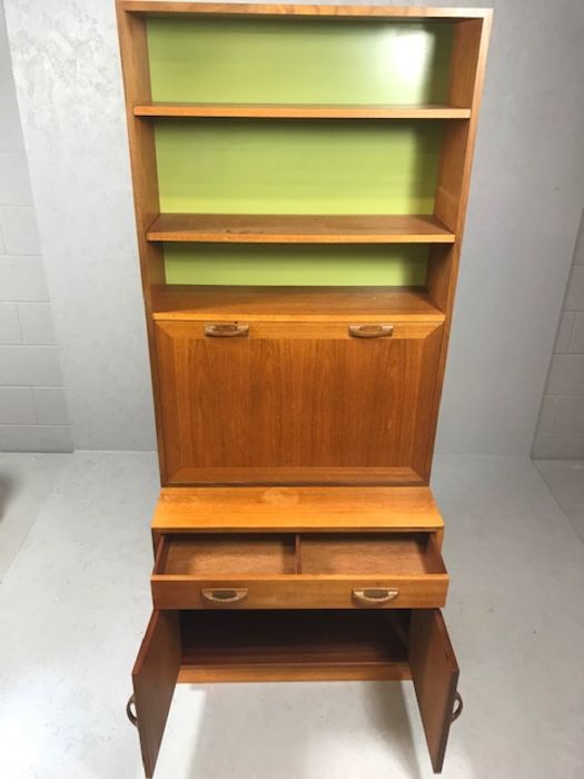 G-Plan Mid Century bureau bookcase / sideboard with two drawers and cupboard under and drop down - Image 3 of 6