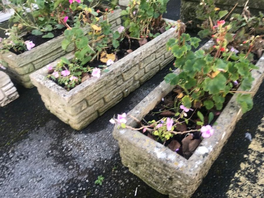 Three garden troughs / planters, each approx 75cm x 25cm - Image 3 of 3