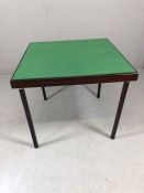 Folding card table with green baize