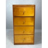 Small Mid Century chest of four drawers, approx 41cm x 33cm x 76cm tall