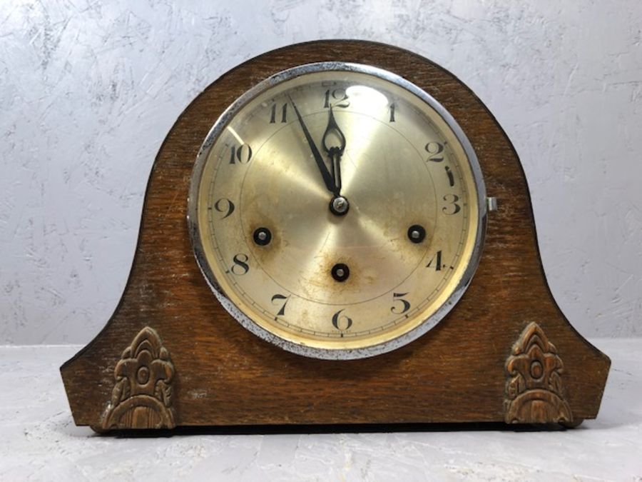 Collection of three wooden cased mantel clocks - Image 4 of 4
