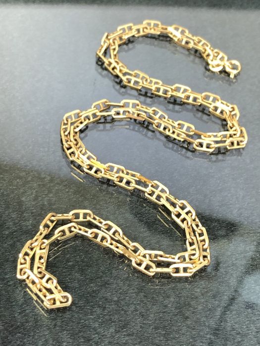 9ct Gold Chain with square links approx 69cm long and 15.8g