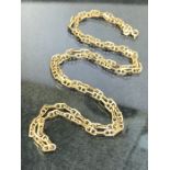 9ct Gold Chain with square links approx 69cm long and 15.8g