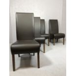 Set of four modern dining room chairs with suede backs