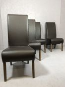 Set of four modern dining room chairs with suede backs