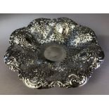 Victorian Silver Hallmarked Bon Bon Dish on circular foot Sheffield 1896 by M Bros approx 20cm