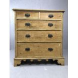 Antique pine chest of five drawers, approx 100cm x 46cm x 109cm tall