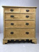 Antique pine chest of five drawers, approx 100cm x 46cm x 109cm tall
