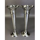 Silver Hallmarked Sheffield tall wavy edged vases by Walker and hall approx 20cm tall
