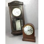 Two clocks to include a mantel clock and a wall clock