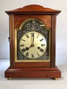 8 day German-made 'Badische' mantel clock, Black Forest, in a mahogany case, circa 1900, good
