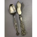 American Sterling Silver spoon and knife marked for E.E.ISBELL & CO and graved for "Green":