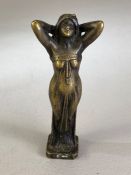 Art Nouveau Bronze figure of a young lady with hands behind her head approx 10cm tall
