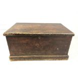 Large stained pine vintage tool / storage box, approx 87cm x 54cm x 44cm tall