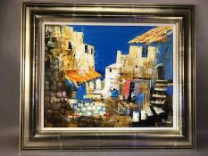 MIKE BERNARD RI (born 1957); mixed media, 'Summer, The Italian Riviera', signed lower right, 40 x