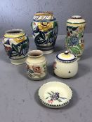 Collection of six pieces of Poole Pottery, the tallest vase approx 21cm in height