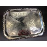 Hallmarked silver tray with foliate decoration approx 29 x 22cm & approx 339g London hallmarks