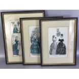 Three framed fashion prints, one entitled 'The World of Fashion' dated May 1853, one entitled '