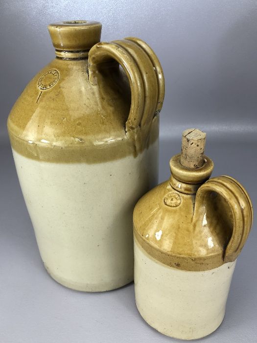 Two vintage stoneware cider flagons, the larger marked 'R. H. & J. FOLLETT, Wine and Spirit - Image 3 of 4
