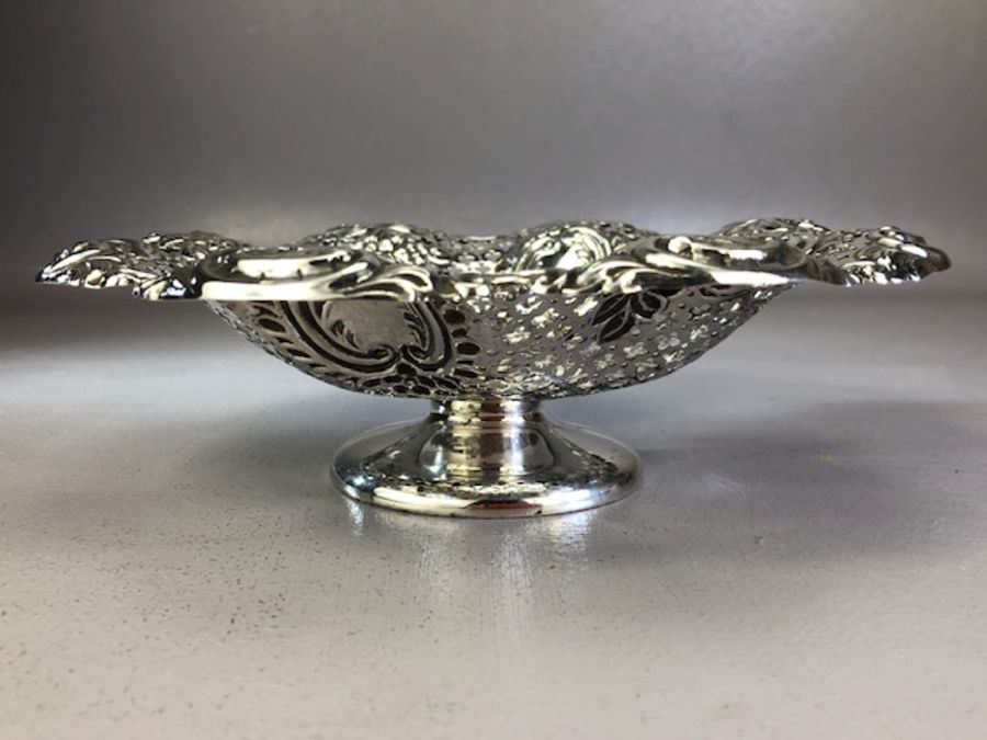 Victorian Silver Hallmarked Bon Bon Dish on circular foot Sheffield 1896 by M Bros approx 20cm - Image 3 of 6