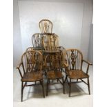 Collection of twelve wheelback chairs to include two carvers