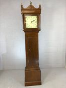 Oak longcase clock by Thomas Smith of Ridgewell, circa 1870, with birdcage type movement, rope-