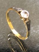 18ct Gold ring set with a single Diamond approx 0.25ct size approx 'N'