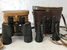 Two pairs of vintage Binoculars, by Kershaw and Concord, cased