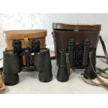 Two pairs of vintage Binoculars, by Kershaw and Concord, cased