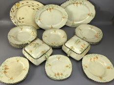 Collection of Burleigh Ware Art Deco design dinnerware items on a cream ground with painted enamel