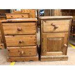Pair of unmatched pine bedsides