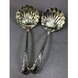 Pair of Hallmarked Victorian Silver Sugar spoons one pierced both Hallmarked Birmingham 1897 by