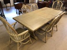 Light oak Wood Bros Old Charm, Litchfield extending dining table, approx 198cm x 92cm x 75cm in