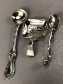Collection of Three interesting Hallmarked Silver spoons Victorian and earlier to include a caddy