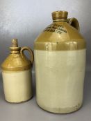 Two vintage stoneware cider flagons, the larger marked 'R. H. & J. FOLLETT, Wine and Spirit