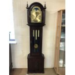 Modern mahogany longcase clock, moon phase, triple chimes, good working order