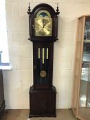 Modern mahogany longcase clock, moon phase, triple chimes, good working order