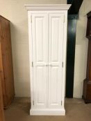 Two door white painted single wardrobe, approx 62cm x 60cm x 188cm tall