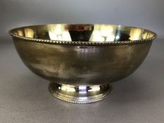 Silver bowl stamped to base RK Silver on pedestal foot approx 17cm diameter and 8cm tall (approx