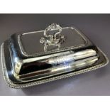 Large Lidded Silver hallmarked London 1777 Tureen embossed with Heraldic Crest "Reparabit Cornua