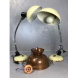 Pair of vintage retro metal desk lamps along with a novelty vintage colander pendant light