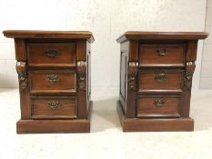 Pair of mahogany bedside tables, approx 47cm x 48cm x 60cm tall