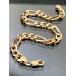 9ct Gold hoop link bracelet approx 21cm long & 5.2g