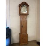 Long case clock with face marked by J M Read, Helston (A/F)