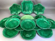 Collection of Wedgwood Etruria green glaze plates, approx 15 in total, along with a Royal Albert