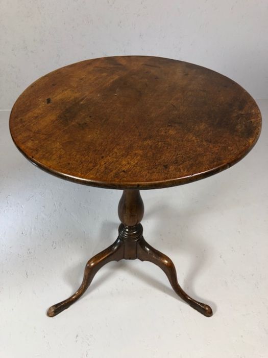 Antique Tilt Top Oak wine table on tripod splayed feet